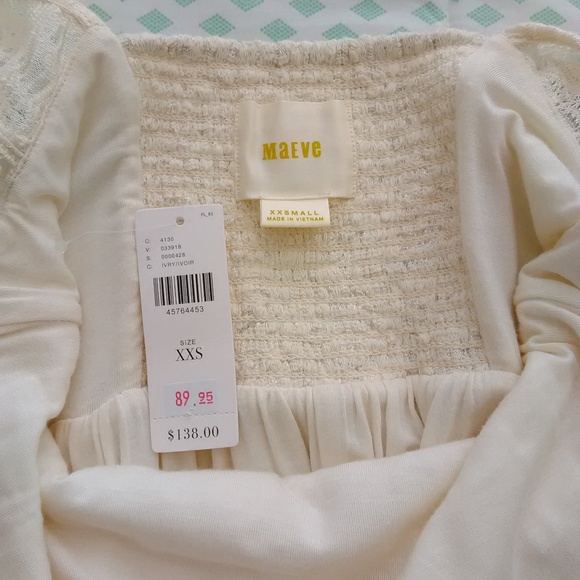 NWT Anthropologie Maeve Ivory A-Line Lace Lined Dress - Picture 8 of 9